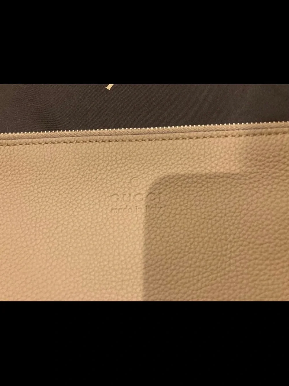 Gucci Tan Pebbled Leather Tassel Wristlet Pouch
